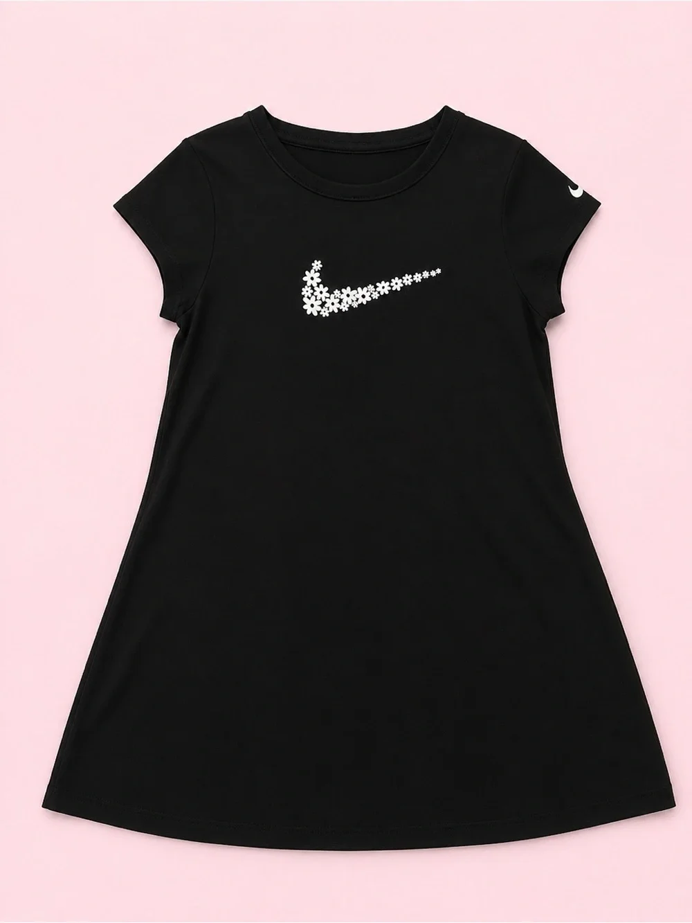 Kids Nike Black Dress with White Floral Swoosh
